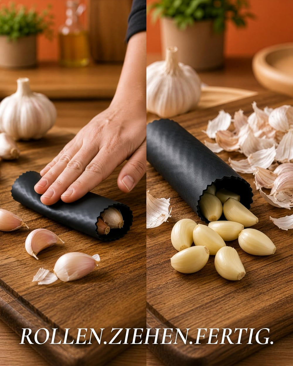 Zulay Kitchen Knoblauchpresse Edelstahl mit Silikon-Knoblauchschäler und Reinigungsbürste, Knoblauchpresse mit Komfortabler Griff, Ingwerpresse, Haushaltshelfer Knoblauch presse Garlic Crusher, Silber