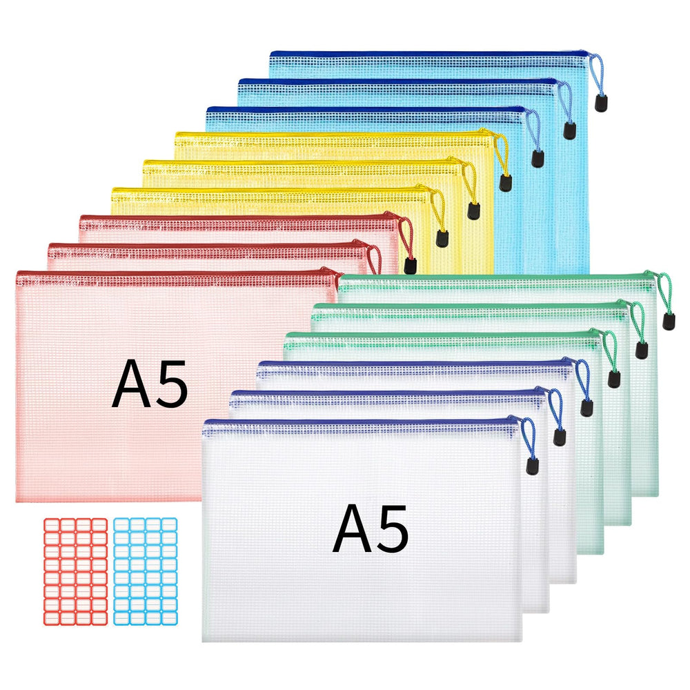 Hemiks 15 Stück Dokumententaschen A4+A5+A6, Dokumentenmappe Wasserabweisend