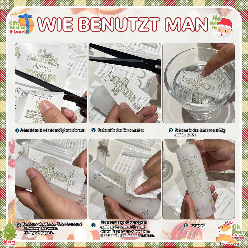 Kerzentattoos Weihnachten & Advent – Kerzen Sticker Set für DIY Deko