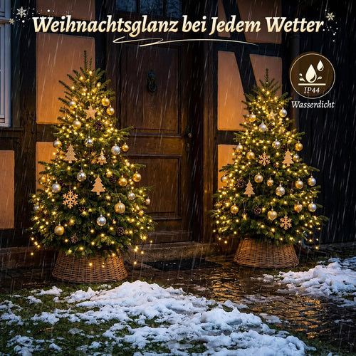 SALCAR Weihnachtsbaum Lichterkette 1,5m 200er LED mit 8 Girlanden, Warmweiß