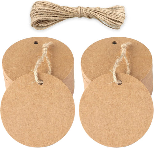 jijAcraft Rund Kraftpapier Geschenkanhänger: 50 Stück 5,5 cm Etiketten
