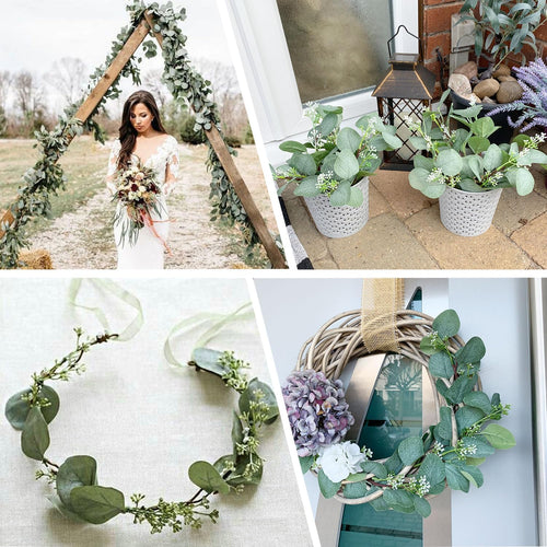 Homcomodar Künstliche Pflanzen Eukalyptus Deko 12Pc Simulation Grüner Eucalyptus Hinterlässt Zweige Silberdollar Eukalyptus Pflanze Bulk für Hochzeit, Garten, Haus, Büro, Indoor Outdoor Dekoration