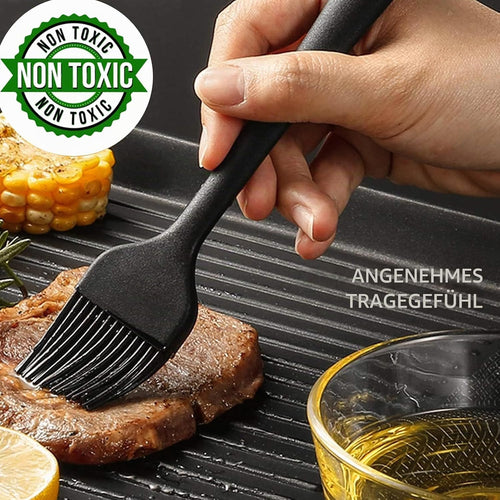 21cm Silikon Backpinsel Basting Gebäckbürste Grillbürste Gebäck Kochbürste Öl Backbürsten Hitzebeständige Küche Pinsel Lebensmittel Spülmaschinengeeignet Backbürste Farbe schwarz
