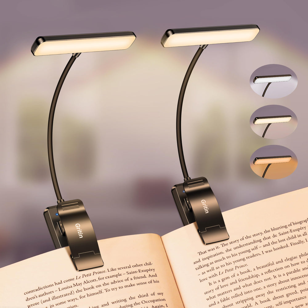 Gritin Leselampe Buch Klemme, USB Aufladbare Buchlampe mit 19 LEDs