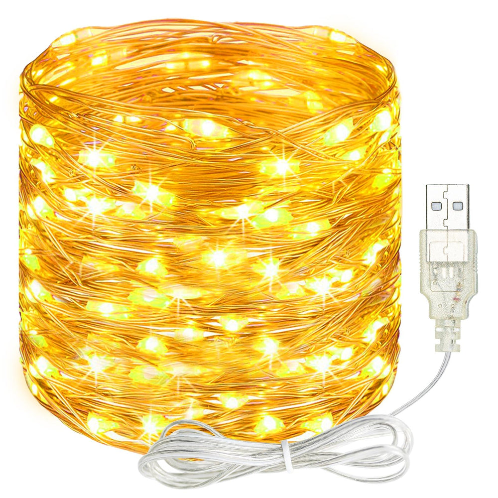 litogo Led Lichterkette mit USB, 5M 50 LED Lichterkette Innen mit Stecker, Wasserdicht Micro Lichterketten Außen für Party, Garten, Hochzeit, Weihnachten, Zimmer Deko, Warmweiß
