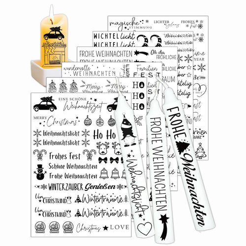 Kerzentattoos Weihnachten & Advent – Kerzen Sticker Set für DIY Deko