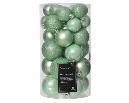 Kaemingk Weihnachtskugeln Kunststoff 4-6cm Mix 30er Set - bruchsichere Christbaumkugeln Weihnachtsbaumkugeln für Weihnachten - Christbaumschmuck & Weihnachtsbaumschmuck - Rosmarin
