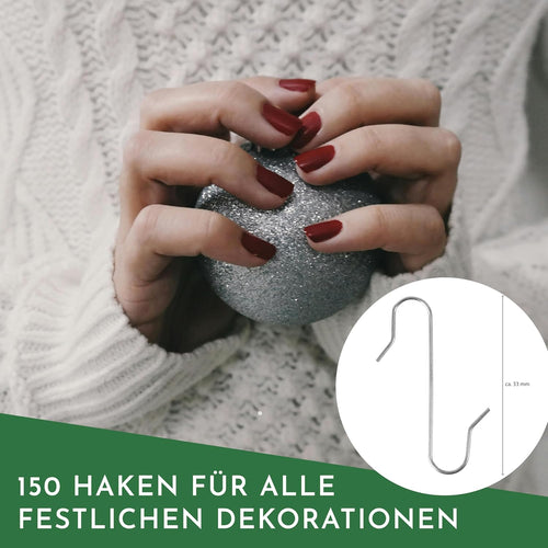 Nordstern Schnellaufhänger für Weihnachtsbaumschmuck 150er Pack, Silber