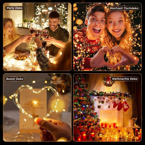 ALEGRE® USB Lichterkette mit Timer, 2M 20 LED Kupferdraht Lichterkette Innen mit Stecker, Warmweiß Led Lichterketten USB mit Timer, Fairy Lights für Weihnachten Deko, Halloween, Hochzeit, Schlafzimmer