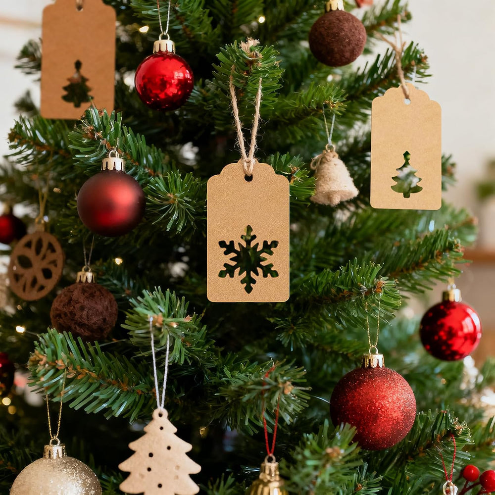 Geschenkanhänger, 50 Stück, blanko, braun, Papieranhänger mit Schnur, 5 x 9,3 cm, für Weihnachten, Hochzeit, Geburtstag, Kraftpapier, Farbe
