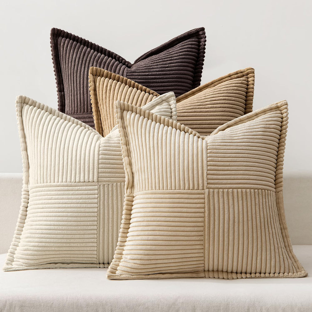 MIULEE 4er Set Kissenbezug 40×40cm Kordsamt Biese Patchwork Grüne Serie