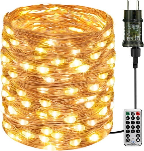Lichterkette mit Stecker, Kupferdraht, 10 m