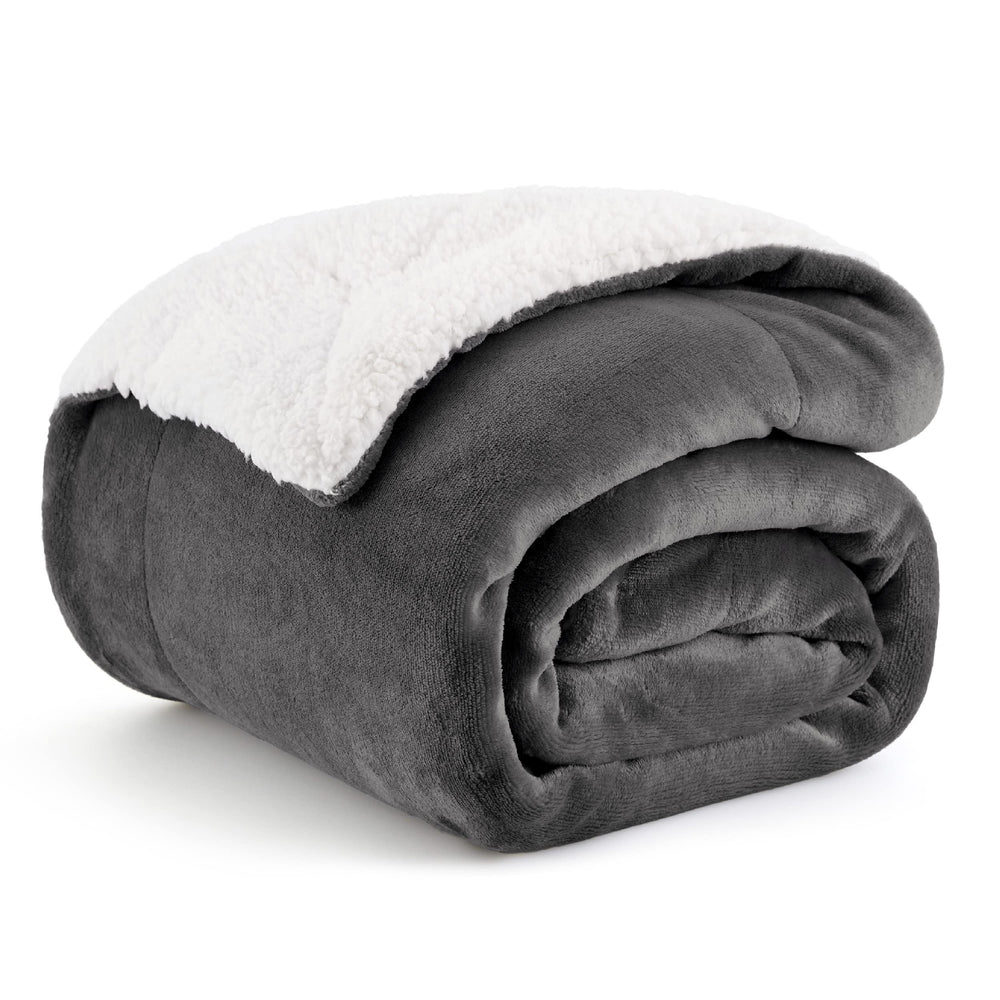 BEDSURE Sherpa Kuscheldecke Flauschig 150x200 - Sofadecke, Grau