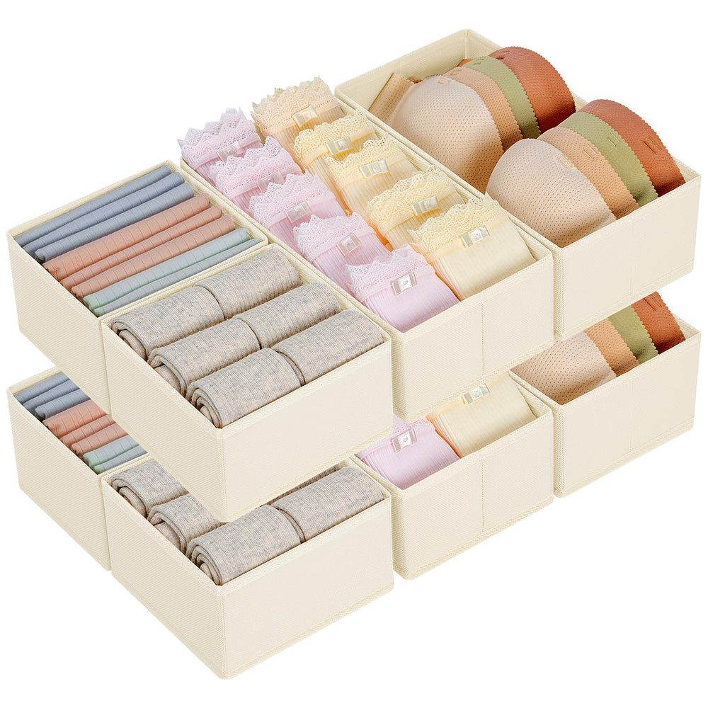 DIMJ 4 Stück Schubladen Ordnungssystem Schubladen Organizer, Faltbare Aufbewahrungsbox Stoff, Schubladeneinsätze für Kleiderschränke, Kleiderschrank Organizer für Kleidung, Hellgrau