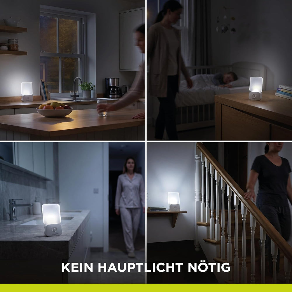 Integral LED Nachtlicht mit Bewegungssensor | Batteriebetrieben | Automatisches Ein-/Ausschalten | Weiches Licht | Wandmontage möglich | Transparent | Für Schlafzimmer, Flure, Treppen, Kinderzimmer
