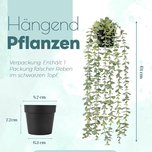 BTSD-home Hängepflanze Künstlich Kunstpflanze mit Topf Für Home Wand Deko