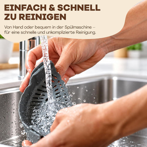 Netrox Schnappsieb aus Silikon, Nudelsieb Aufsatz für Topf & Pfanne