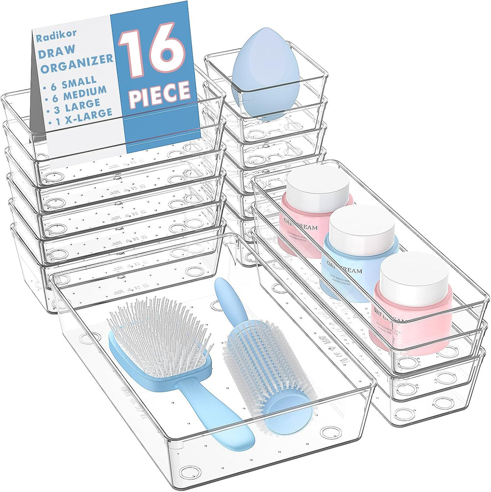 Radikor Schubladen Organizer 16-teilig, Schminktisch Organizer 4 Größen