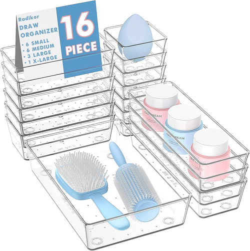 Radikor Schubladen Organizer 16-teilig, Schminktisch Organizer 4 Größen