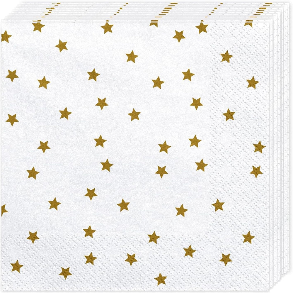 Servietten Sterne Gold Weiß – 20 Stück 3-lagig 33x33 cm