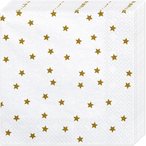 Servietten Sterne Gold Weiß – 20 Stück 3-lagig 33x33 cm