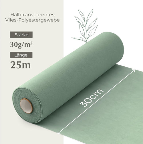 Twinzen Vlies Tischläufer 30 cm x 25 m Wiederverwendbar Eukalyptus