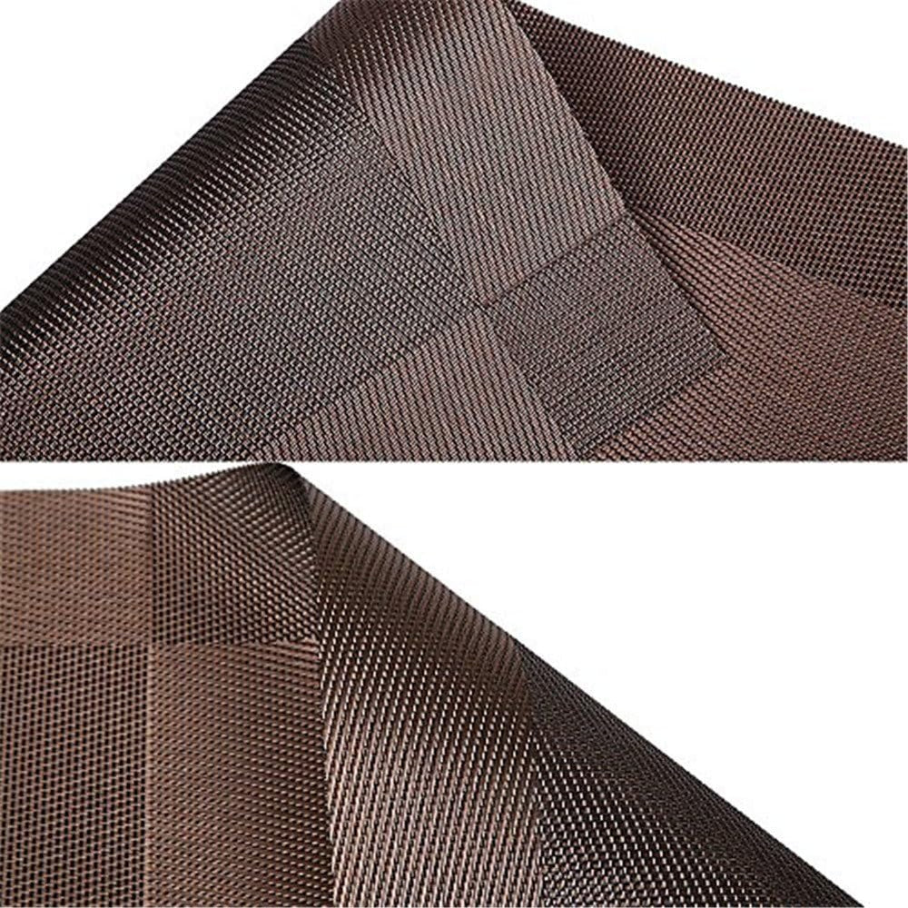 Platzdeckchen Rutschfest Abwaschbar Tischmatten aus PVC Abgrifffeste Hitzebeständig Tischsets Schmutzabweisend, 6er Set Platzsets, 30x45cm, Braun