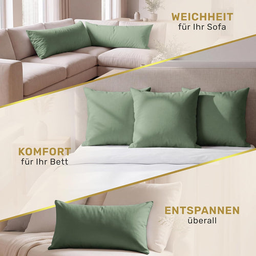 Lavea® 2er Set Kissenbezug - 40x40 - Eukalyptus