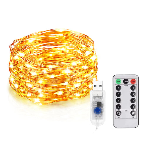 20M LED Lichterkette USB, 200LED mit Fernbedienung, 8 Modi und Timer