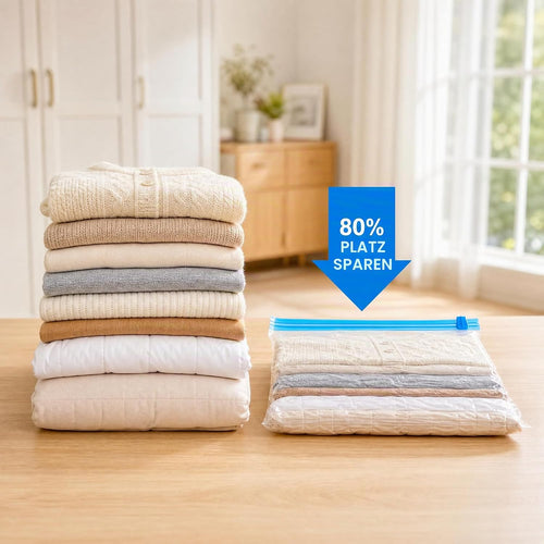 6 Stück Vakuum Beutel 40 × 60 cm, Kleidersack Vakuum ohne Pumpe für Reisen