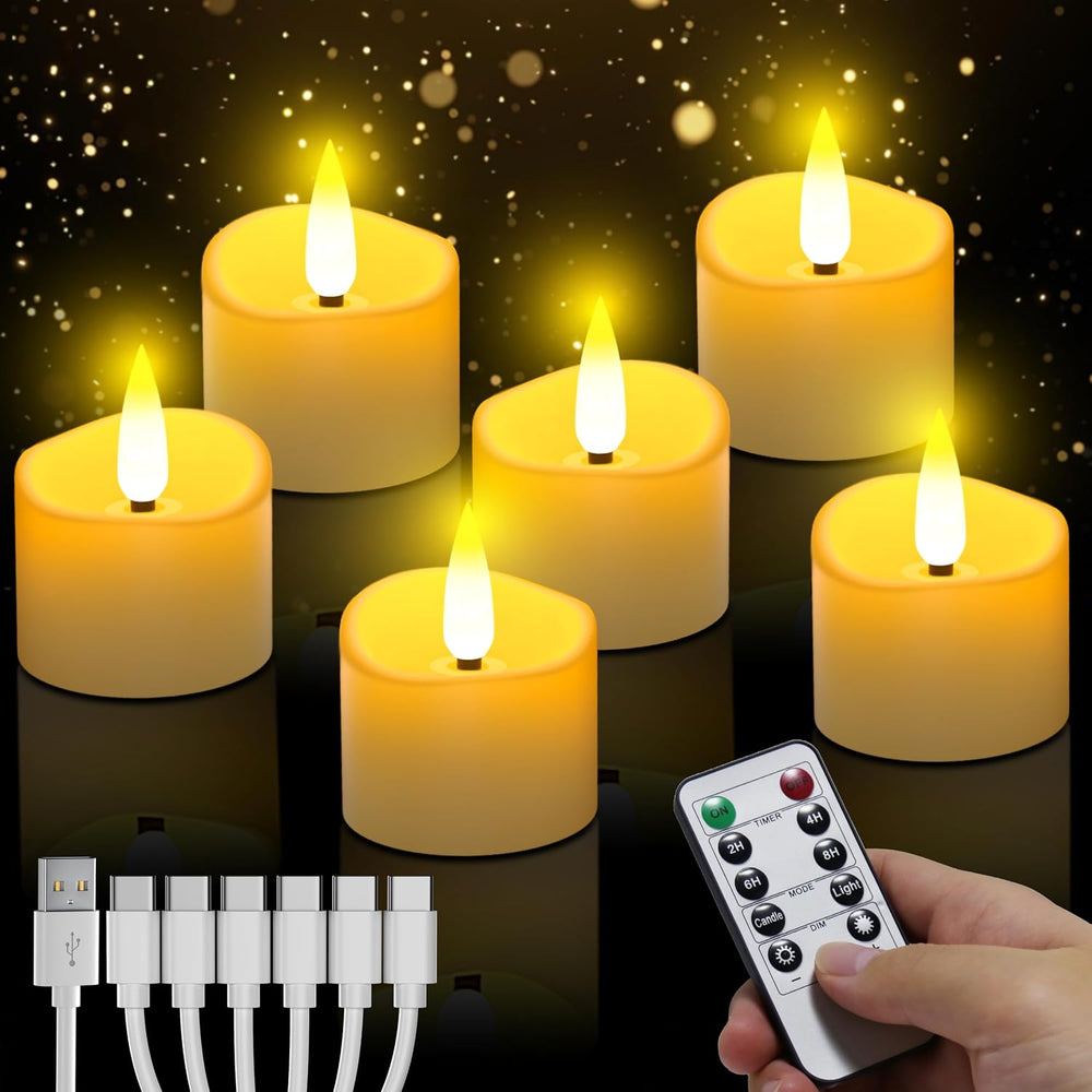 daphomeu Wiederaufladbare LED Teelichter mit Timerfunktion 6 Stück