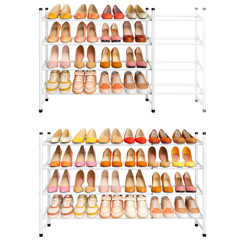 Tajsoon Schuhregal klein, Schuhregal ausziehbar 2 Ebenen, Schwarz