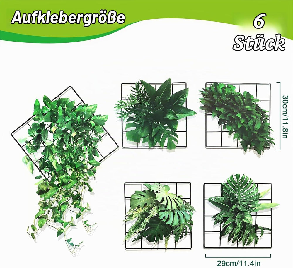 VMUTGA 3D Grünen Pflanzen Wandaufkleber, 5 Design Grüne Wandtattoo, Simulation von Hängepflanzen Wandsticker, Selbstklebende Wanddekoration für Schlafzimmer, Wohnzimmer, Büro, Küche