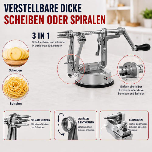 GOODS+GADGETS® Apfelschäler & Apfelschneider 3-in-1 Apfelschälmaschine