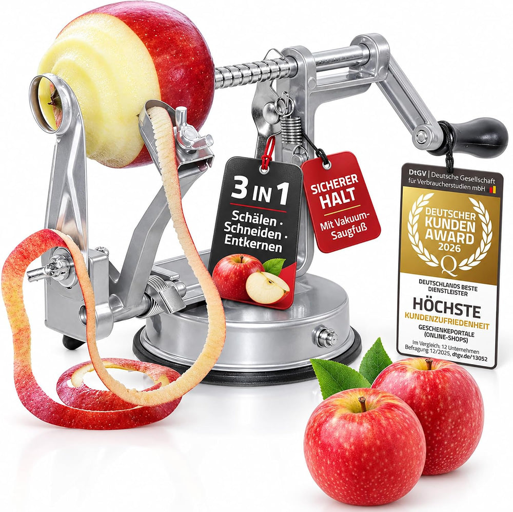 GOODS+GADGETS® Apfelschäler & Apfelschneider 3-in-1 Apfelschälmaschine
