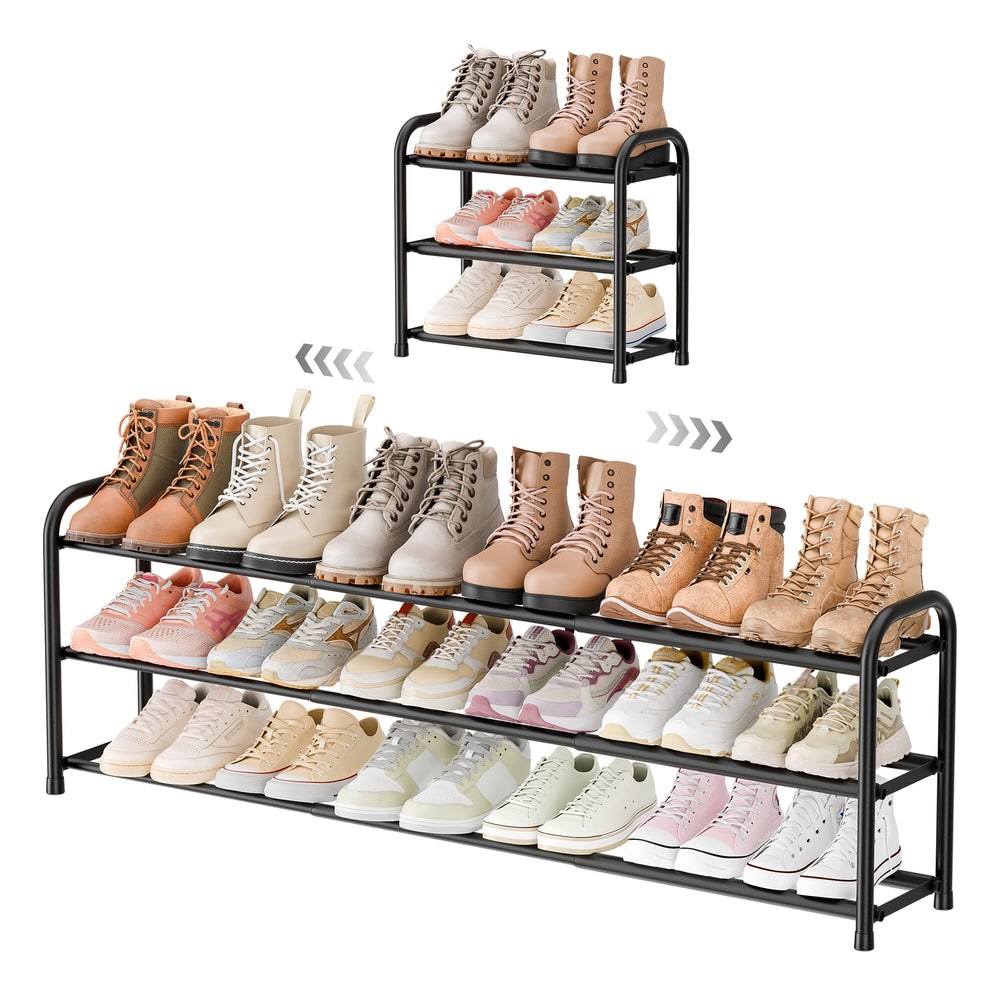 ENJOYBASICS Schuhregal Platzsparend, 3 Ebenen Metall Schuhablage Schwarz
