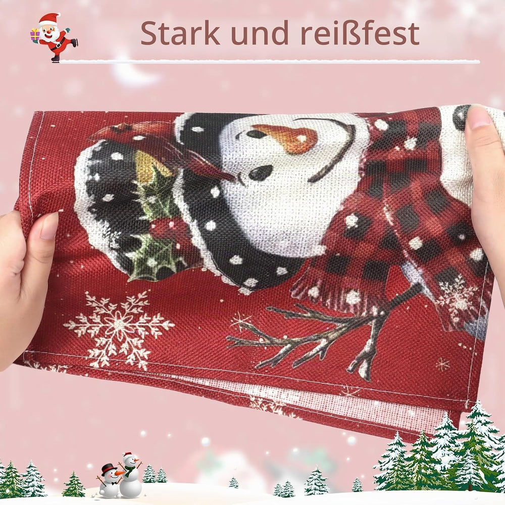 6 Stück Platzset Weihnachten Abwaschbar, Tischset Weihnachten Leinen