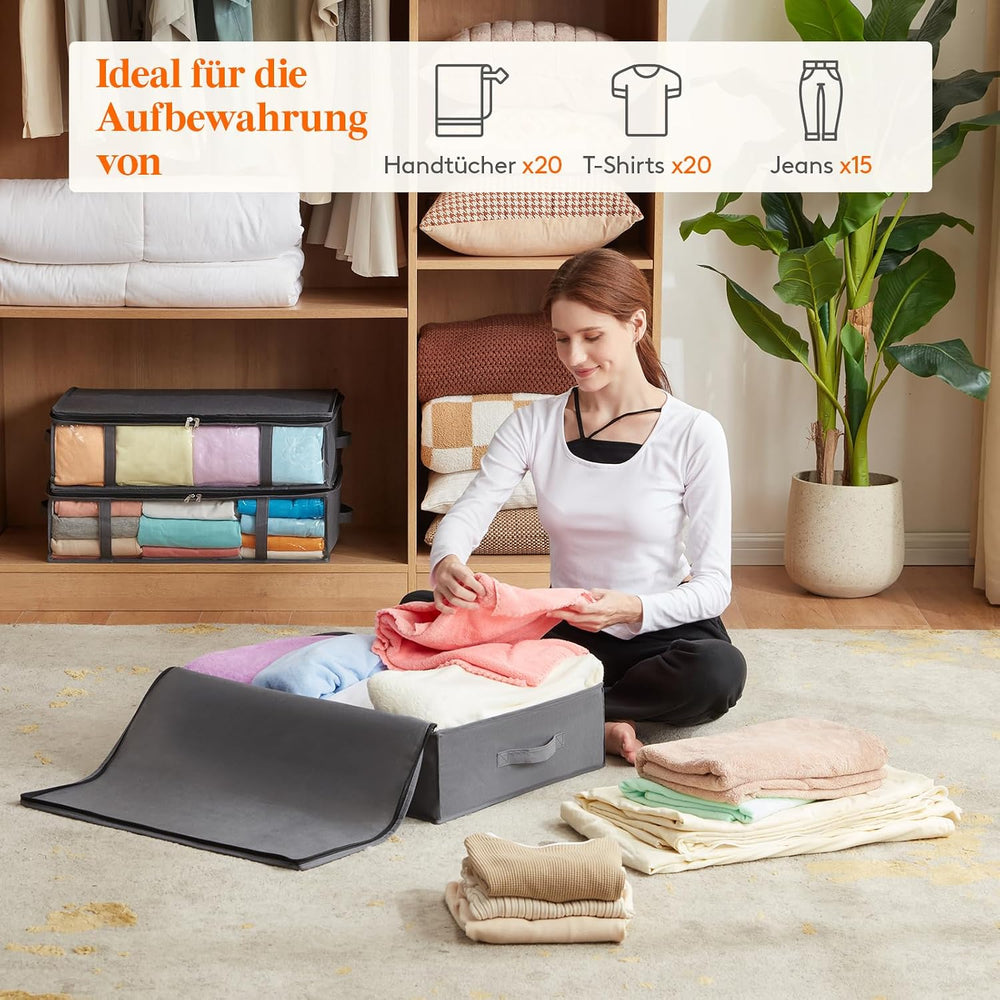 Lifewit 2 Stück 40L Unterbett Aufbewahrungsbox, Faltbare Unterbettkommode