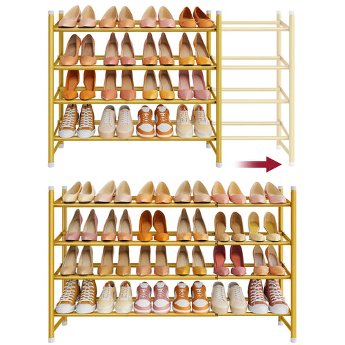 Tajsoon Schuhregal klein, Schuhregal ausziehbar 2 Ebenen, Schwarz