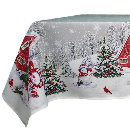 Tischläufer 40 x 90 cm Schneemann Weihnachten Winterdorf