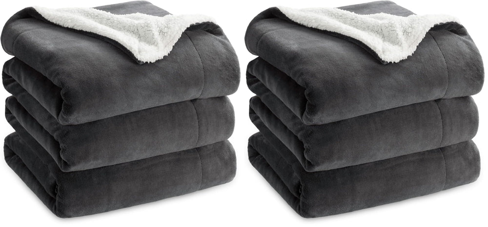 BEDSURE Sherpa Kuscheldecke Flauschig 150x200 - Sofadecke, Grau