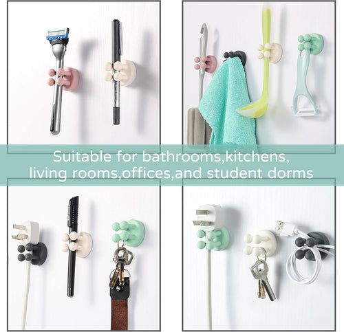 Zayin Silicone Toothbrush Zahnbürstenhalter Rasiererhalter Multifunktions-Haken Wasserdicht Selbstklebend Zahnbürstenhaken Stopfenhalter (4 Stück Schwarz, Weiß, Rosa, Grün)