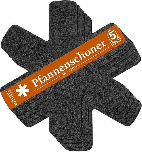 Pfannenschoner - Pfannenschutz Filz 5 Stück Stapelschutz, 38 cm Extra Dicke Topfuntersetzer Anpassbare Größe Topfschoner (5er)