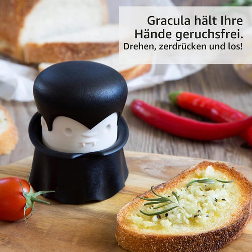OTOTO Gracula Knoblauchschneider - Knoblauch Zerkleinerer & Schäler - Knoblauchpresse Dracula Leicht zu bedienen - Twister Ohne BPA - Leicht zu Reinigen & Spülmaschinenfest - Halloween Deko