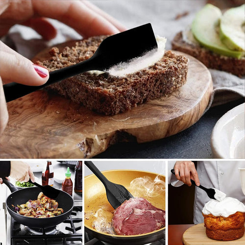Silikon Spatel, Spatel Teigschaber, Teigschaber Silikon, Hitzebeständig, für Kochen, Backen und Rühren, Spülmaschinenfest und Leicht zu Reinigen(Schwarz)