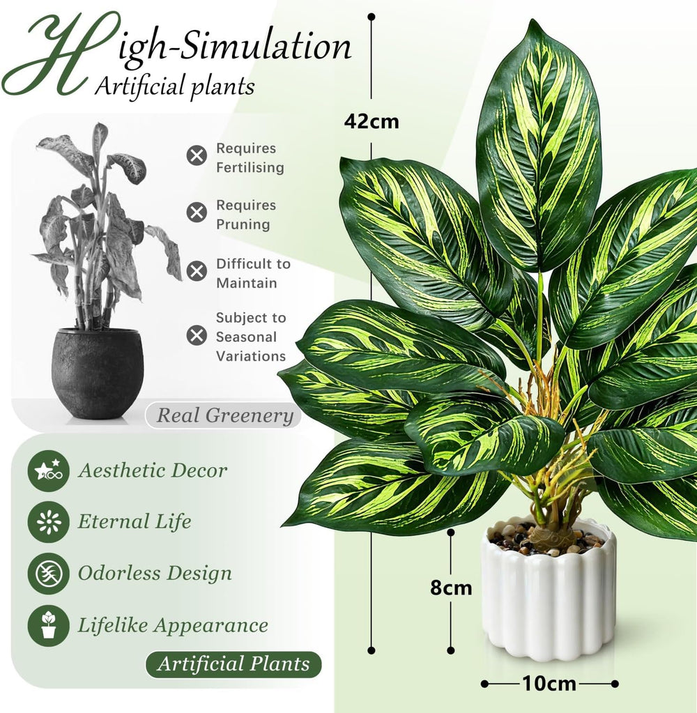 2 Stück Kunstpflanze Klein, für Deko Wohnzimmer Schlafzimmer, Home Decoration, Künstliche Pflanzen Wie Echt für Büro Schreibtisch Zimmer Badezimmer Deko, Fake Plant, Kunstpflanzen, Plastikpflanzen