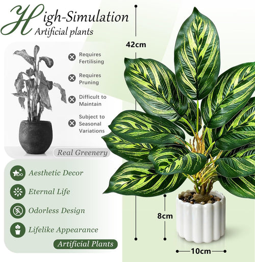 2 Stück Kunstpflanze Klein, für Deko Wohnzimmer Schlafzimmer, Home Decoration, Künstliche Pflanzen Wie Echt für Büro Schreibtisch Zimmer Badezimmer Deko, Fake Plant, Kunstpflanzen, Plastikpflanzen