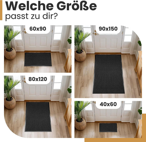 Bodenständig® Saubere Schuhe Dank saugstarkem Stoff (robust) perfekte Größe Anthrazit in 40x60cm - Fußmatte innen, Fussmatte innen - Schmutzfangmatte für innen Türmatte
