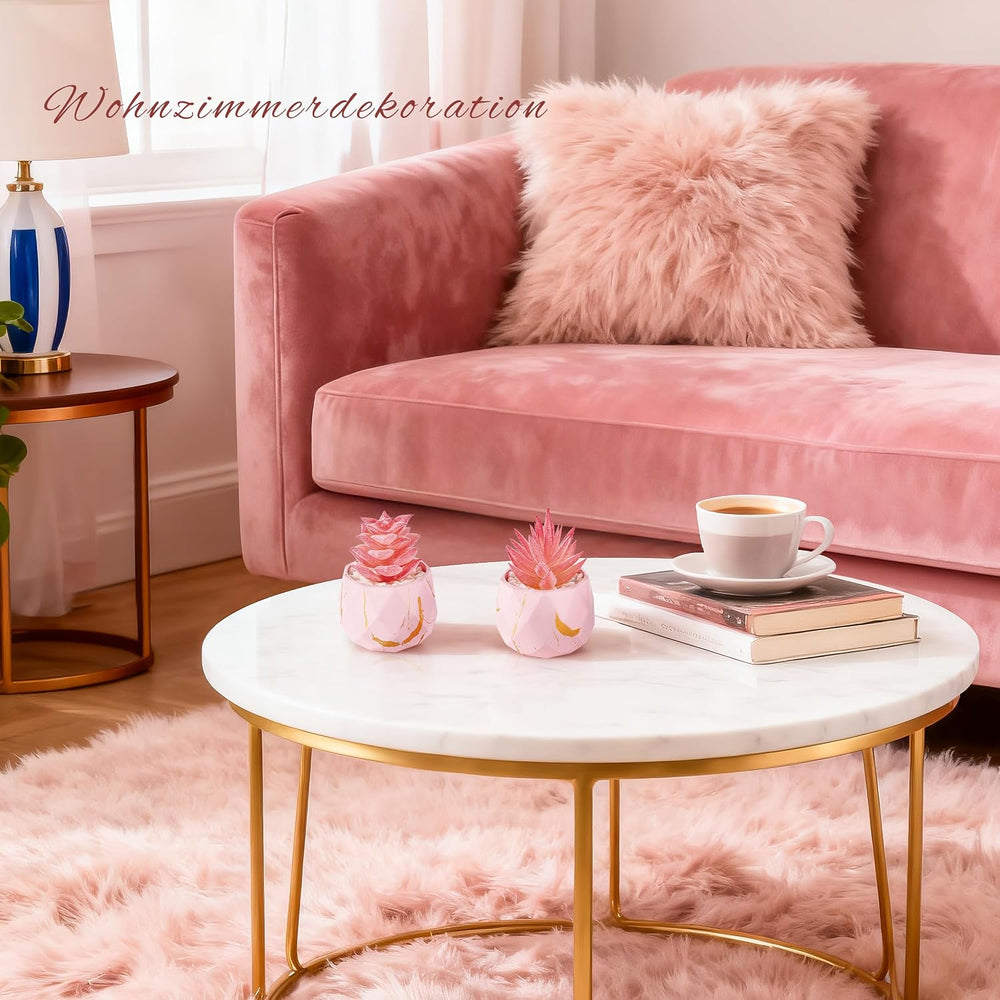 Der Rose 2 Künstliche Sukkulenten in rosa Rautentöpfen für Zimmer und Bad