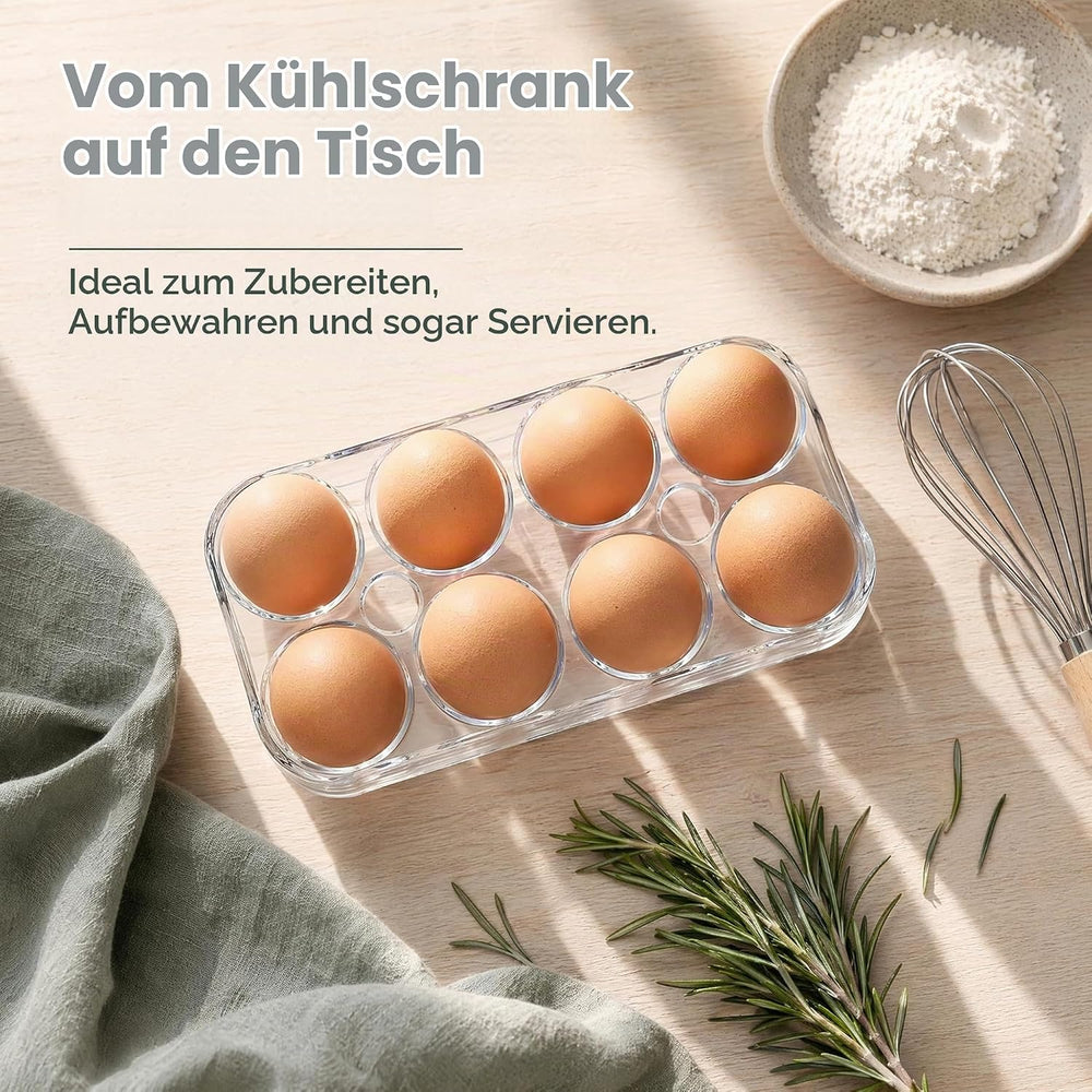 2 Stück Universal Eierhalter Eierablage für Kühlschrank 8 Eier Eierhalter Eieraufbewahrungsbox mit 8 Fächern platzsparend Organizer Eier aufbewahrung kühlschrank Eierbehälter für 8 Eier